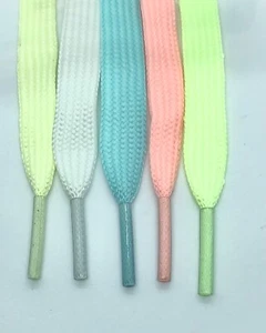 Glow in the Dark Shoelaces. Flat. 5 Colour Choices. 100cm Long Stocking Fillers - Picture 1 of 7