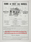 Horse Trust Rescue maison de repos pour chevaux publicité, imprimé antique des années 1890