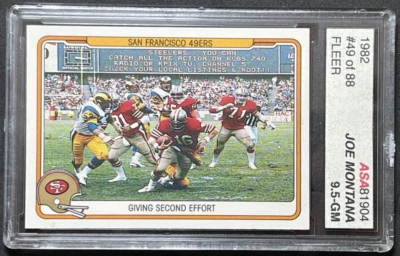 1982 FLEER JOE MONTANA 49ers #49 GIVING SECOND EFFORT ASA 9.5 GEM MINT - Image 1 of 2
