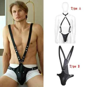 Fetish Men BDSM Restraints Body Harness Jockstrap Nightclub Jumpsuits Adjustable - Picture 1 of 23