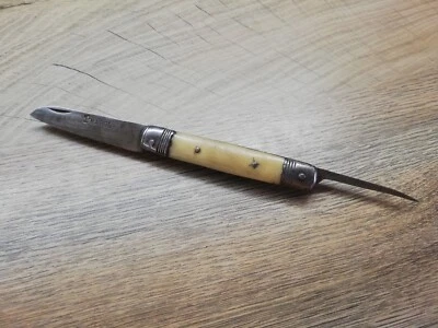 NAVAJA DE COLECCIÓN RARA ANTIGUA FRANCIA PRADEL BOLSILLO PLEGABLE MARINEROS CUERDA MARLIN ESPIGA Foto 1 de 4