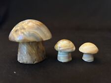 Vintage Set of 3 Small Alabaster Stone Mushtroom Figurines