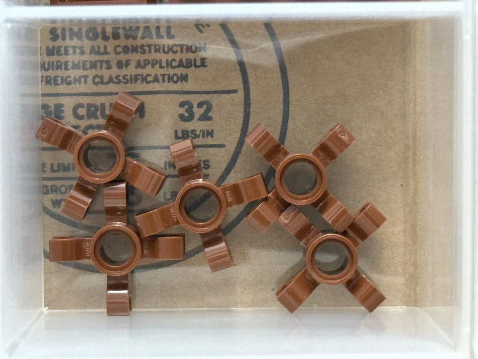 LEGO Parts - Reddish Brown Technic, Pin Connector w 4 Clips - No 90202 - QTY 5 - Image 1 of 1