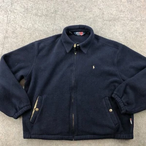 Vintage Polo Ralph Lauren Jacket Mens 2XL Blue Beige Pony Fleece Zip Polartec * - Picture 1 of 16