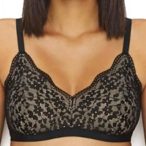 Warner's Lace Escape Bralette Style RP3391U Deep Black Over Nude - Size 2XL - Picture 1 of 9