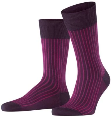 Falke Mens Oxford Stripe Socks - Eggplant Lilac - Image 1 of 4