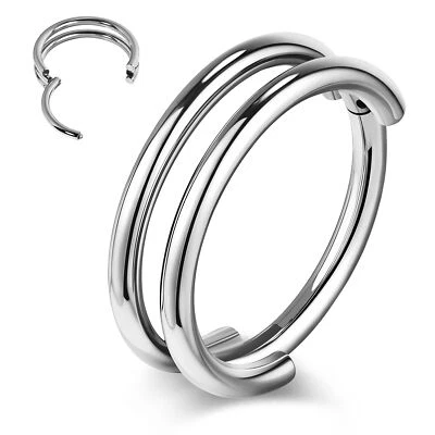 Piercing pendiente hélice cartílago anillo tabique nariz doble acero inoxidable 16 g/18 g Foto 1 de 4