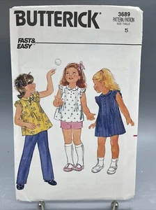 Butterick Sewing Pattern 3689 Girls Dress, Top, Shorts & Pants Size 5 - Picture 1 of 2