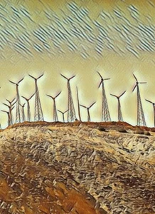 Digitally altered photograph of the Tehachapi California windmills - Picture 1 of 2