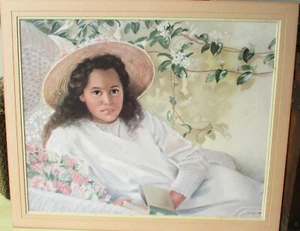 Hawaii VINTAGE PRINT HAWAIIAN GIRL by Mary Koski 1988 20" x 24" Matted - Picture 1 of 7