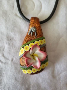 NECKLACE - NEW Rubber cord, polymer clay focal bead - Picture 1 of 4