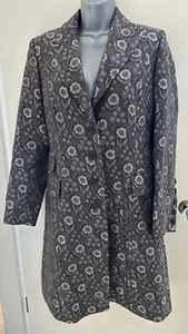 Paul Costelloe Grey Silver Lilac Floral Wool Blend Dress Coat Size 10 - Picture 1 of 18