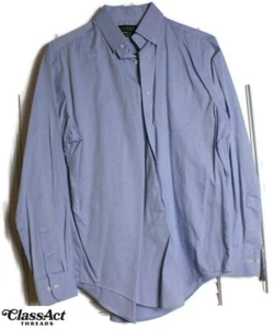 Lauren Ralph Lauren Dress Shirt Mens Blue Solid Long Sleeve 16 34/35 - Picture 1 of 4