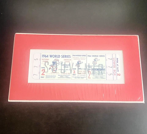 ⚾️  1964 WORLD SERIES BASEBALL SOUVENIR TICKET CROSLEY FIELD GAME 2 R9 Cover