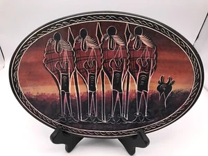 Piatto souvenir decorativo pietra saponica africana piatto ovale da collezione - Foto 1 di 6