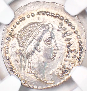 Mauretania Juba II AR Denarius Coin 25 BC - 24 AD - Certified NGC MS (UNC) - Picture 1 of 4