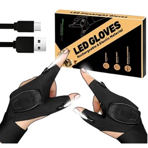 Flashlight Gloves LED Rechargeable Fishing, Auto Maintenance, Crafts - Picture 1 of 6