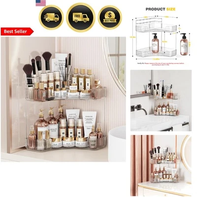 Organizador de esquina de baño estante impermeable acrílico de 2 niveles que ahorra espacio Foto 1 de 4