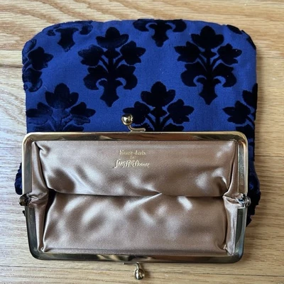 Vintage Bienen-Davis for Saks Fifth Avenue Blue Jacquard Velvet Gold Satin Lined - Image 1 of 4