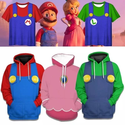 MARKENLOS Mario Luigi Peach Bowser Donkey Kong Hoodie Super Bros Sweatshirt Top Erwachsene