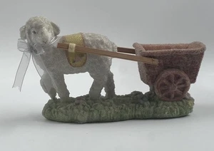 **Seasons of Cannon Falls (SCF) Lamb Sheep Pulling a Cart White Glitter Easter - Picture 1 of 10