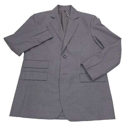 $645 HELMUT LANG Gray Melange Striped Oversized Blazer Jacket Mens Size 36 - Image 1 of 4