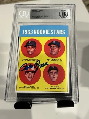 *REPRINT CARD* PETE ROSE AUTO autograph 1963 rookie stars Beckett authentic #537 - Image 1 of 3