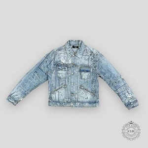 AMIRI SCREEN PRINT BANDANA TRUCKER JACKET CLAY INDIGO - Picture 1 of 6
