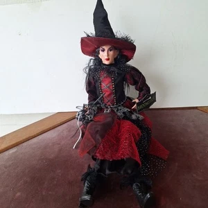 Broomstick Blvd Halloween Witch Doll Skull Shelf Sitter - Picture 1 of 6
