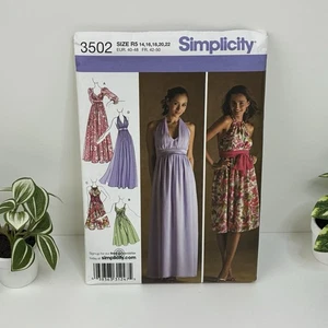 Dress & Sash Size 14-22 Y2K Pattern 3502 Halter Straps Sleeves Uncut Vintage - Picture 1 of 2