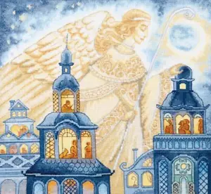 Hágalo usted mismo Kit de punto de cruz contado "Ángel, sueños irreales" 9,6x8,9 pulgadas / 24,5x22,5 cm - Imagen 1 de 3