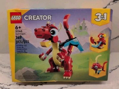 LEGO Creator 3 в 1 красный дракон 331145 трансформированная рыба феникс животное 149 штук - Изображение 1 из 4