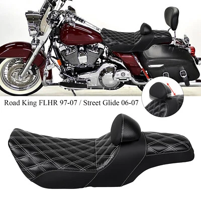 Step Up Black Seat W/ Driver Backrest For Harley Road King Classic FLHRC FLHP - Imagem 1 de 4