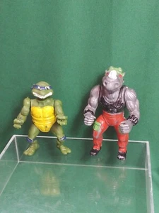 VTG TMNT LEO & ROCKSTEADY HARD PLASTIC FIGURES MEXICAN KO BOOTLEG TOY - Picture 1 of 7