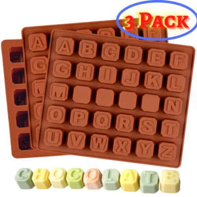 3Pack ALPHABET BLOCKS LETTERS Silicone Mould Chocolate Candy Mold Cupcake Topper - Image 1 of 4