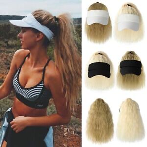 Ponytail Extension Cap Hair Synthetic Curly Wavy Visor Hat Ponytail For Women