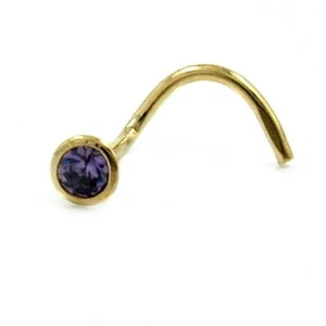 Nasenstecker Nasenpiercing, Zirkonia lila, 750 Gold Gelbgold, Damen - Picture 1 of 2