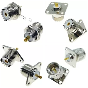 1X UHF Female SO-239 Jack Flange Mount Chassis RF Panel Connector Solder Cup - Picture 1 of 14