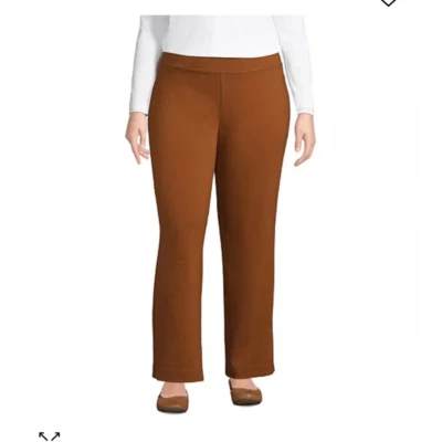Pantalón Land's End para mujer L 14-16 Carmelo pierna ancha bolsillos con cremallera tiro alto Foto 1 de 4