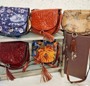Bandolera de silla de montar de cuero Patricia Nash Brinlee ELIGE COLOR NUEVO bolso bolso claro - Imagen 1 de 15