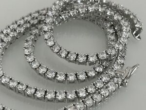 Round Diamond Tennis Necklace / Unisex / 45cm - 17.5" / Silver 925
