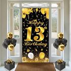 13th Birthday Banner, 13th Birthday Decorations for Him, 13th Banner Black Gold