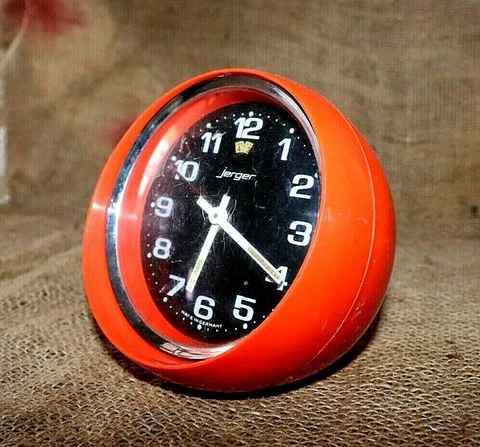 Retro Orange Alarm Clock Space Age Period, Wind-Up Alarm JERGER, Made In Germany Cover