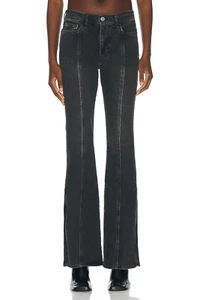 $278 FRAME Le High Flare Side Slit Jeans 24 Obsidian Clean Black - Picture 1 of 4