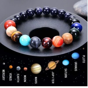 Unisex Stone Beaded Bracelet Chakra Yoga Bangles Universe Planets Bracelets 1Pc - Picture 1 of 32