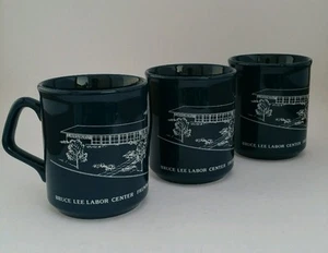 VINTAGE RARE Set 3 BRUCE LEE Labor Center Mug Tasse Fremont ca 1985 Made England - Bild 1 von 10