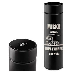 Edelstahl Kaffeebecher mit Gravur 400 ml - Isolierbecher mit LED-Touch-Display - Picture 1 of 19
