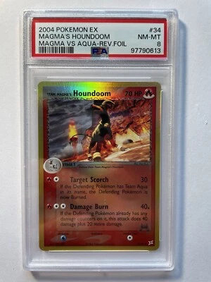 PSA 8 Team Magma's Houndoom 34/95 Reverse Foil EX Magma vs Aqua 2004 Pokemon TCG - Image 1 of 4