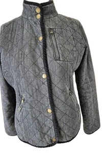 Lauren Jeans Co By Ralph Lauren Quilted Grey Marl Jacket Uk Med Fully Lined - Picture 1 of 11