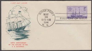 125th Anniversary Sailing cachet FDC S S Savannah Washington DC cancel 1944 - Picture 1 of 1